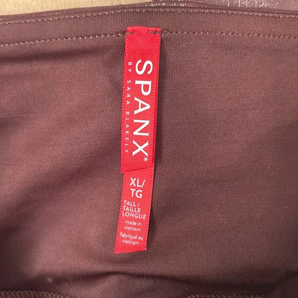 SPANX Faux Patent Leather Leggings in Burgundy - Picture 6 of 7